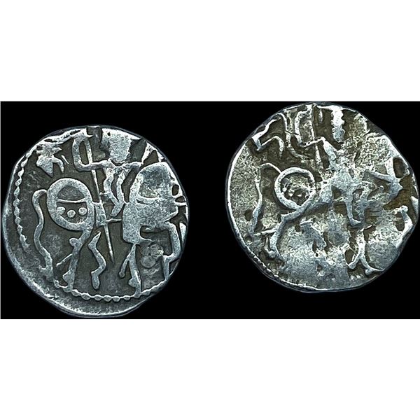 700-1000 AD [2 Coins] India Rajput Silver Jital NEARLY UNCIRCULATED