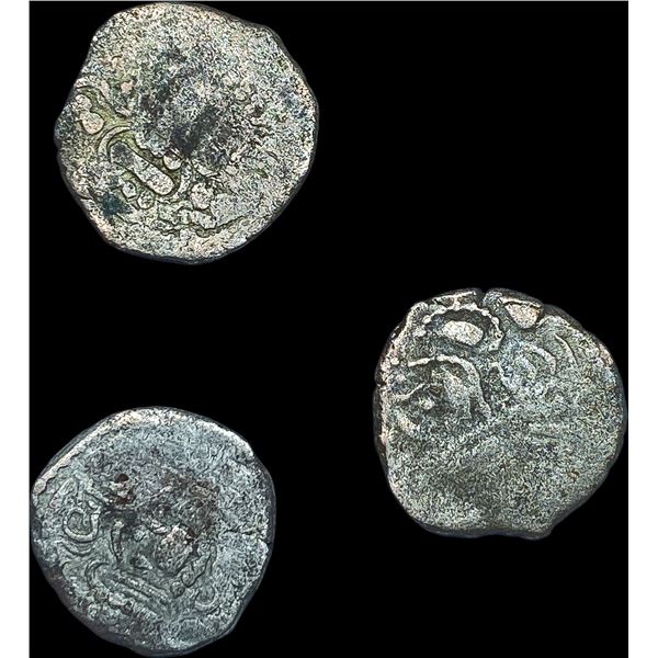 [3 Coins] Pratihara 780-980 AD Silver Drachm NEARLY UNCIRCULATED