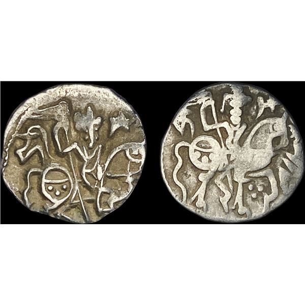 [2 Coins] 700-1000 AD India Rajput Silver Jital NEARLY UNCIRCULATED