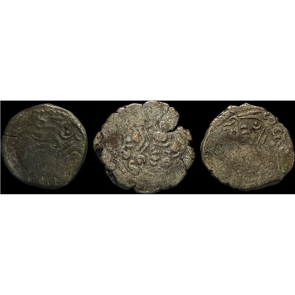 [3 Coins] Pratihara 780-980 AD Silver Drachm NEARLY UNCIRCULATED