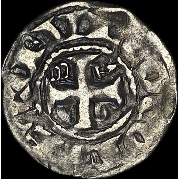 Crusades France Anjou Silver Denier NEARLY UNCIRCULATED