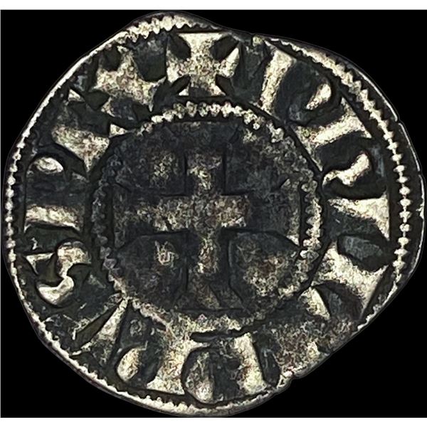 1297-1301 AD Framkish Greece Silver Denier NEARLY UNCIRCULATED