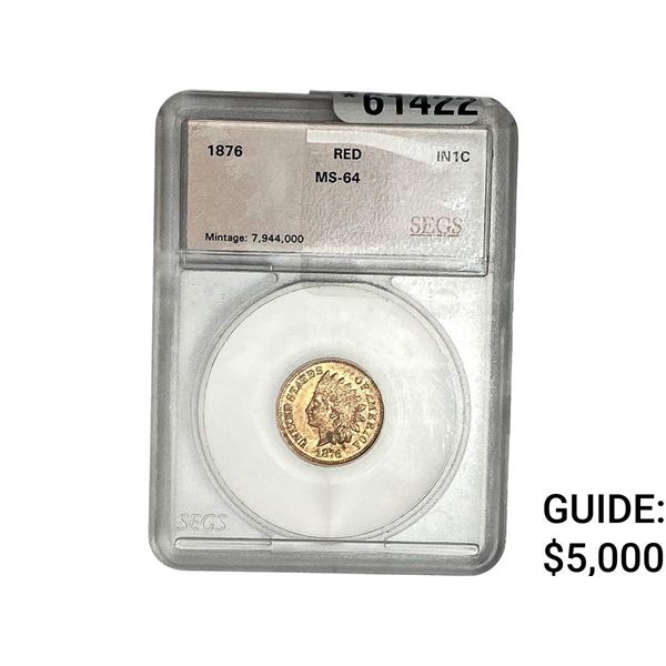 1876 Indian Head Cent SEGS MS64