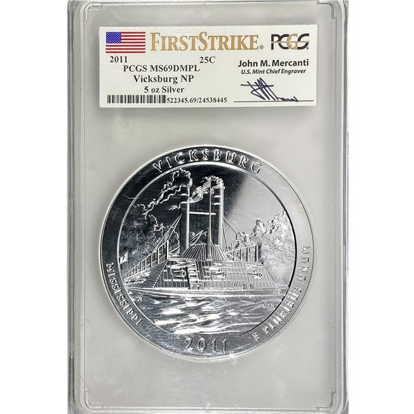 2011 25C Silver 10 oz Vicksburg PCGS MS69 DMPL