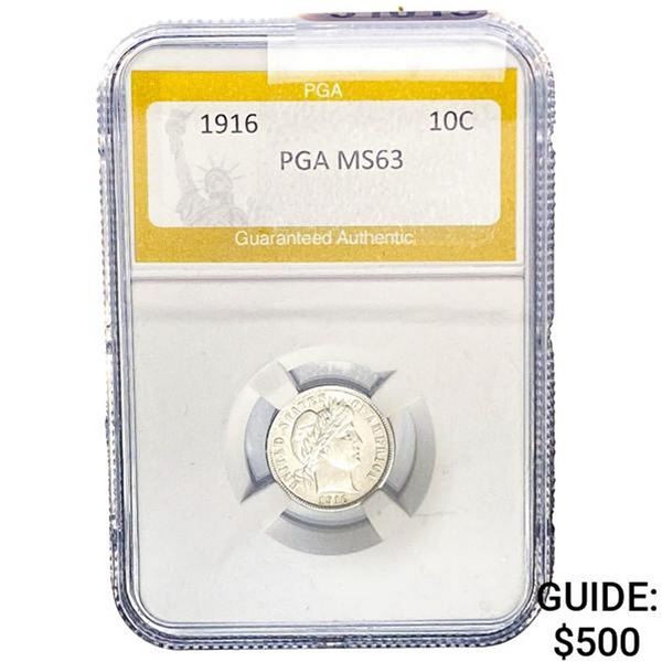 1916 Barber Dime PGA MS63