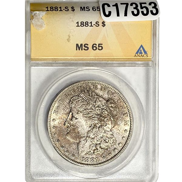 1881-S Morgan Silver Dollar ANACS MS65