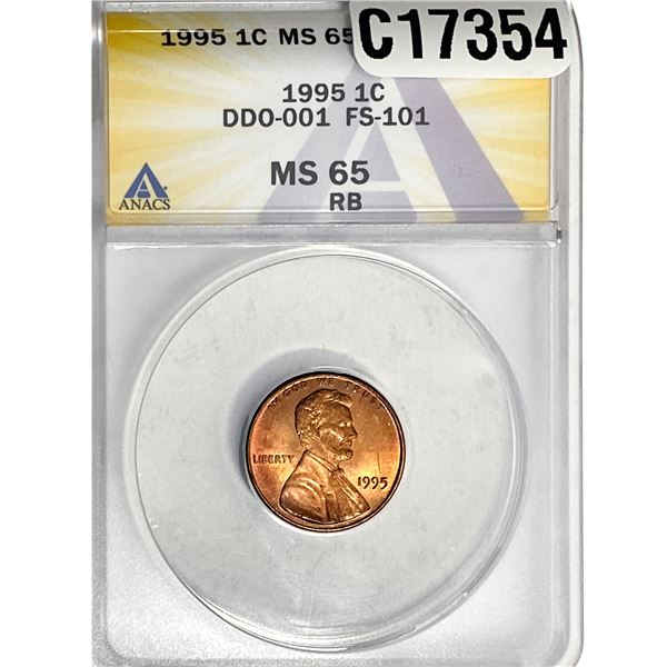 1995 Lincoln Memorial Cent ANACS MS65 RB