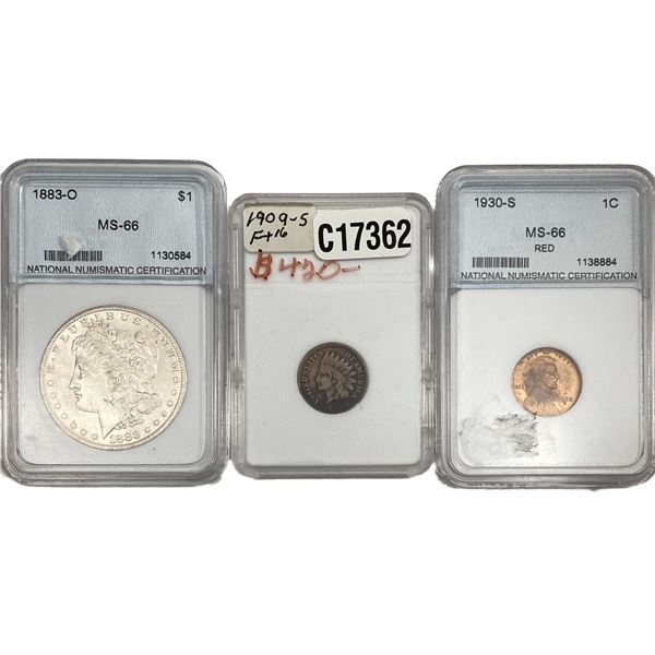 [3 Cooins] 1883-1930 Various U.S. Coins NNC MS66