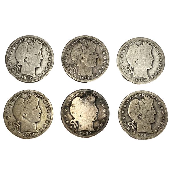 [6 Coins] 1894-1912 Barber Half Dollar