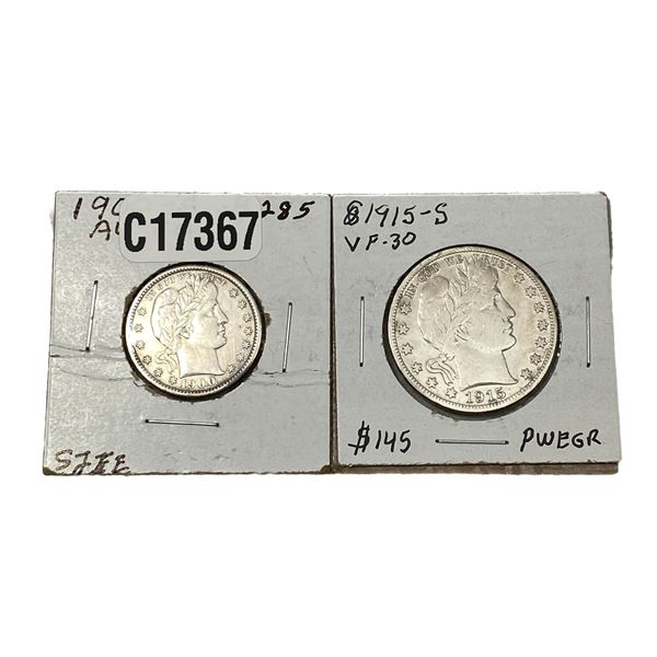 [2 Coins] 1900-1915 25C & 50C Barber