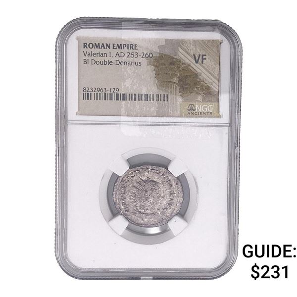 Roman Valerian I, AD 253-260 BI Double-Denarius NGC VF