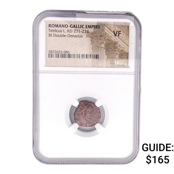 Romano-Gallic TetricusI, AD271-274 BIDbl-Denarius NGC VF