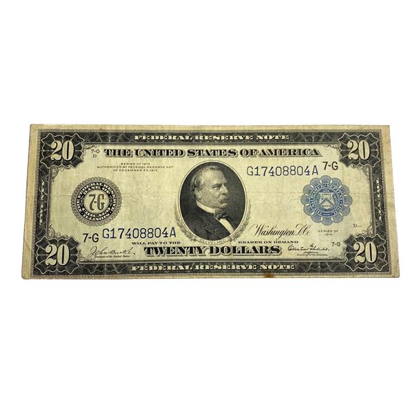 1914 Large 1914 $20 Bill Federal Reserve Note
