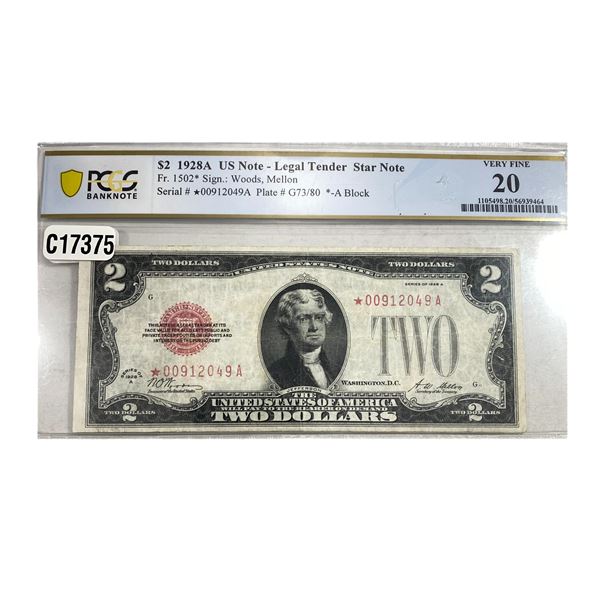 1928A $2 U.S. Note Legal Tender Star Note