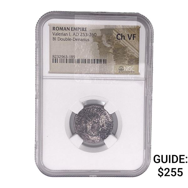 Roman Valerian I, AD 253-260 BI Double-Denarius NGC ChVF