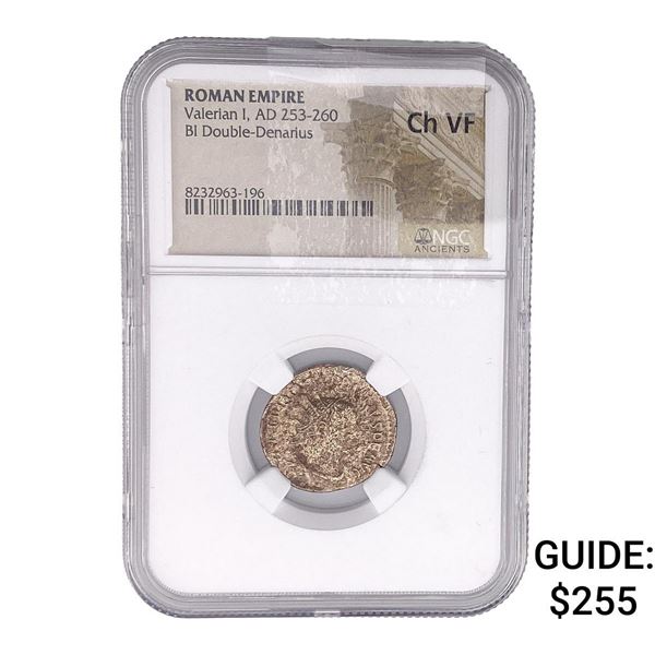 Roman Valerian I, AD 253-260 BI Double-Denarius NGC ChVF