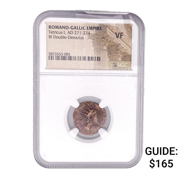Romano-Gallic TetricusI, AD271-274 BIDbl-Denarius NGC VF