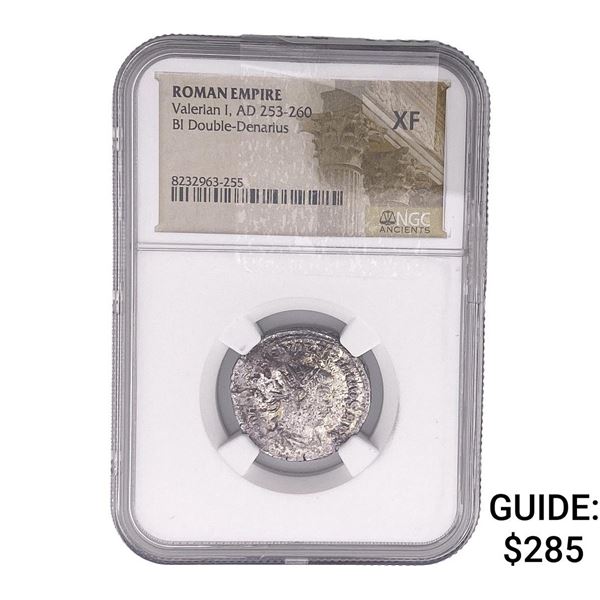 Roman Valerian I, AD 253-260 BI Double-Denarius NGC XF