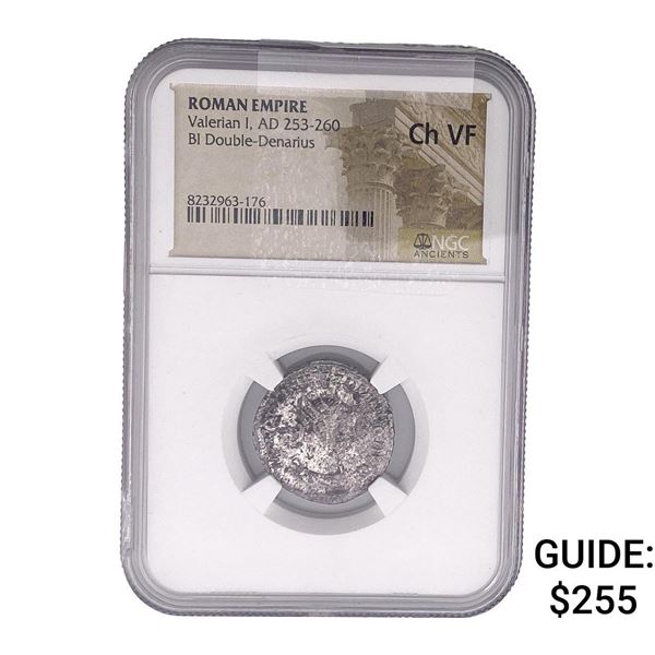 Roman Valerian I, AD 253-260 BI Double-Denarius NGC ChVF