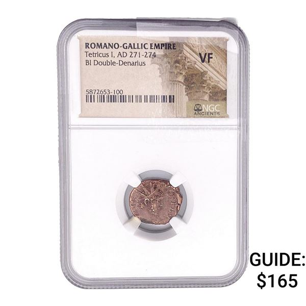 Romano-Gallic TetricusI, AD271-274 BIDbl-Denarius NGC VF