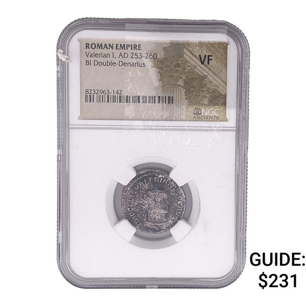Roman Valerian I, AD 253-260 BI Double-Denarius NGC VF