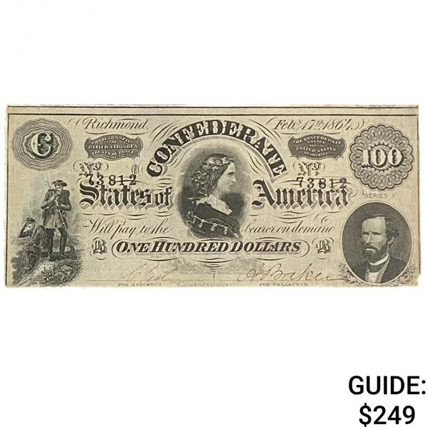 1864 $100 Confederate States of America 6