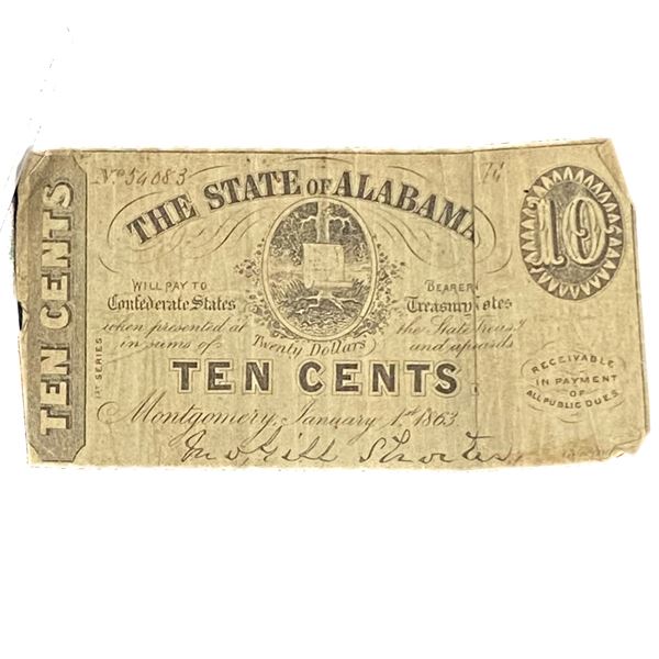 1863 10C State of Alabama