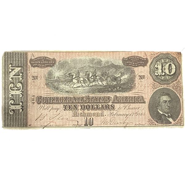 1864 $10 Confederate States America Richmond