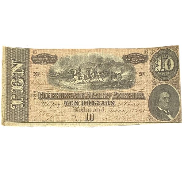 1864 $10 Confederate States America Richmond