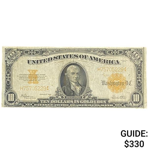 1922 $10 Gold Certificate