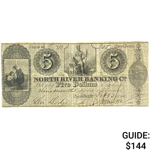 1840 $5 North River Banking Co. New York 6