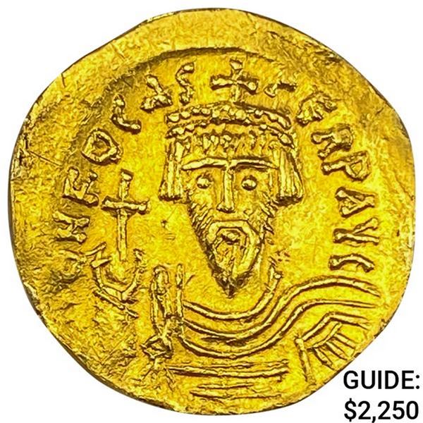 Constantinople Phocas 609-610 AD Gold Solidus CHOICE AU