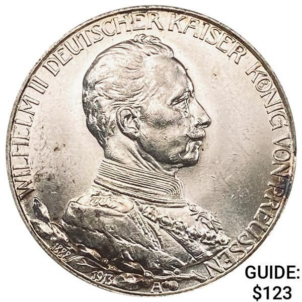 1913A Germany Prussia 2 Mark CHOICE AU