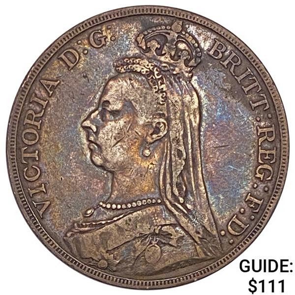 1889 Great Britain Crown .8409oz ASW NEARLY UNCIRCULATED