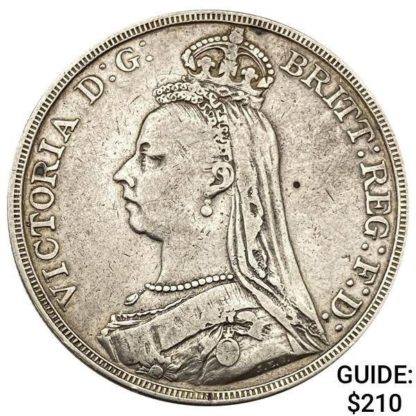 1889 Great Britain Silver Crown NEARLY UNCIRCULATED