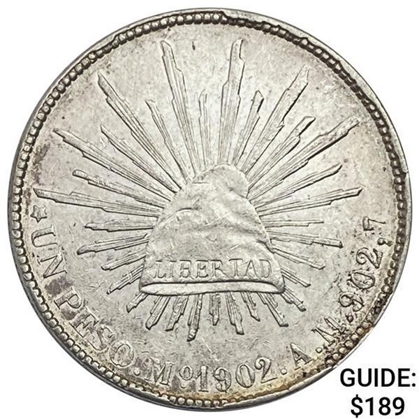 1902Mo AM Mexico Silver Peso CHOICE AU