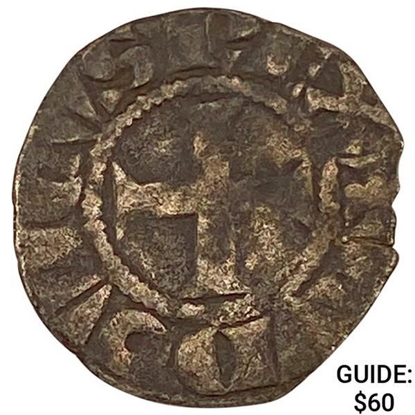 1205-1458 Frankish Greece Silver Denier NEARLY UNCIRCULATED