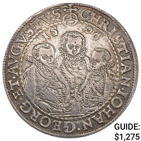 1596 Saxony Silver Thaler-Three Brothers CLOSELY UNCIRCULATED