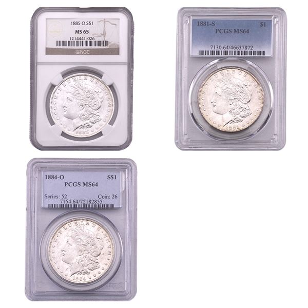 [3 Coins] 1881-1885 Morgan Silver Dollar PCGS/NGC MS64-65