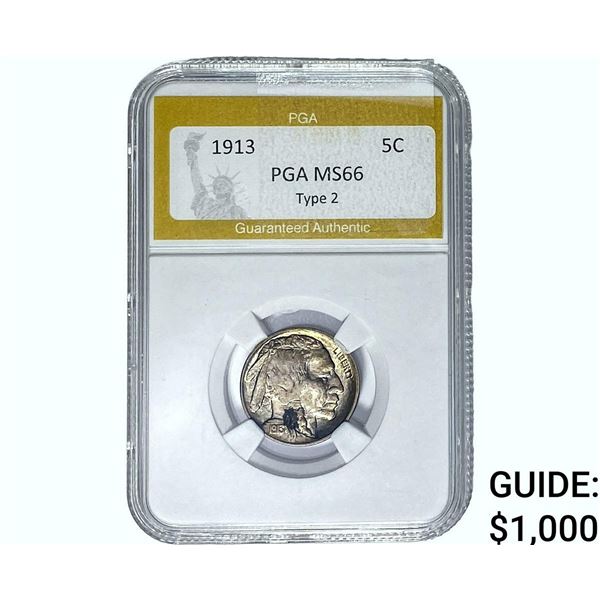 1913 TY2 Buffalo Nickel PGA MS66
