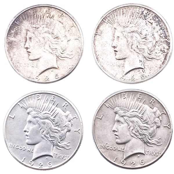 [4 Coins] 1925-1926 Silver Peace Dollar