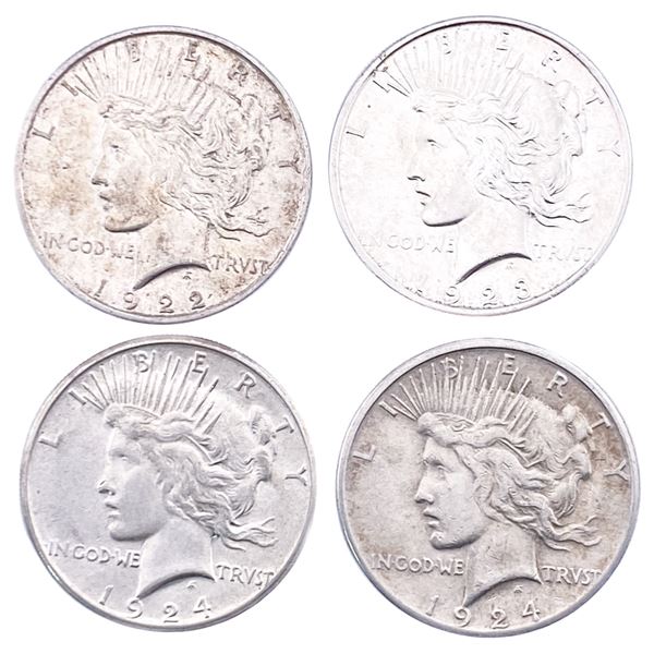 [4 Coins] 1922-1924 Silver Peace Dollar