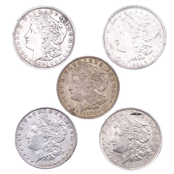 [5 Coins] 1896-1921 Morgan Silver Dollar