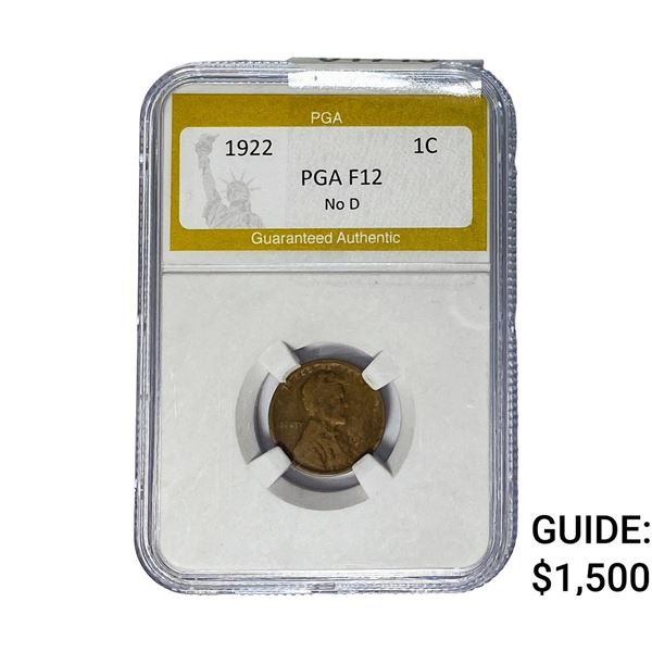 1922 Wheat Cent PGA F12 NO D