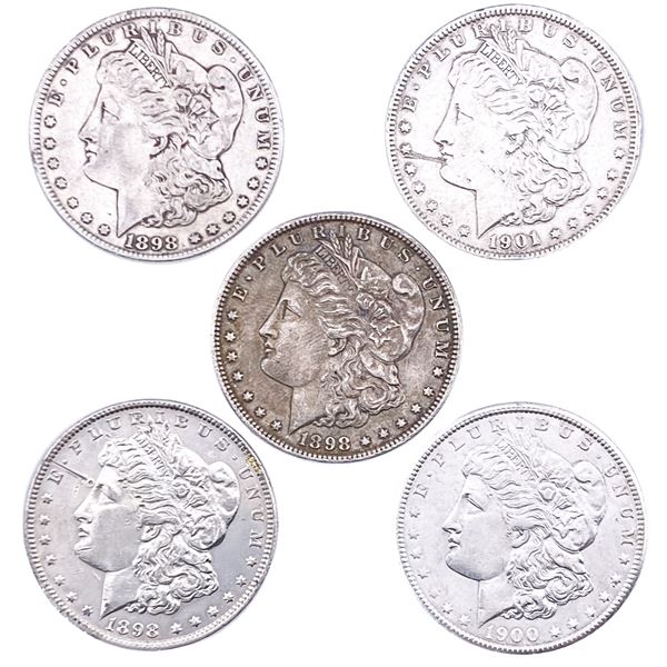 [5 Coins] 1898-1901 Morgan Silver Dollar