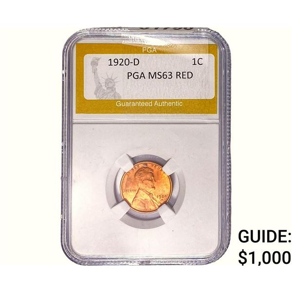 1920-D Wheat Cent PGA MS63 RED