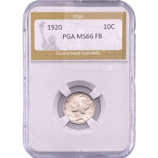 1920 Mercury Silver Dime PGA MS66 FB