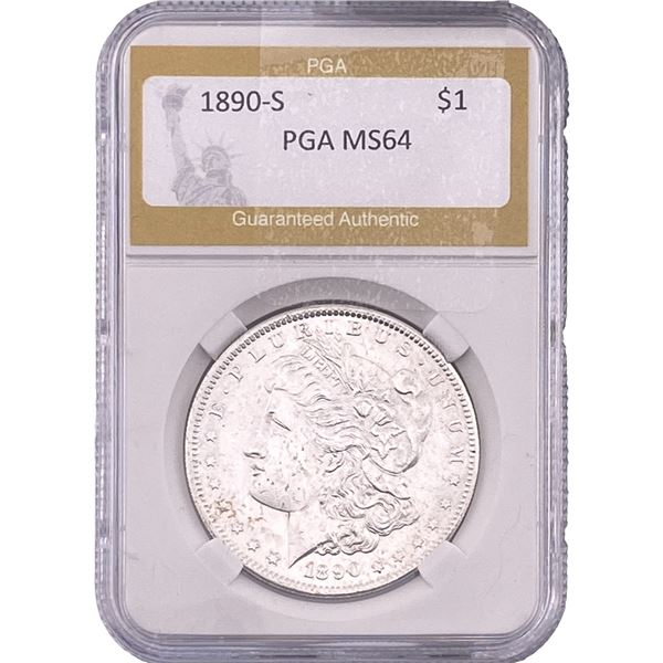 1890-S Morgan Silver Dollar PGA MS64