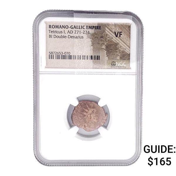 Romano-Gallic TetricusI, AD271-274 BIDbl-Denarius NGC VF