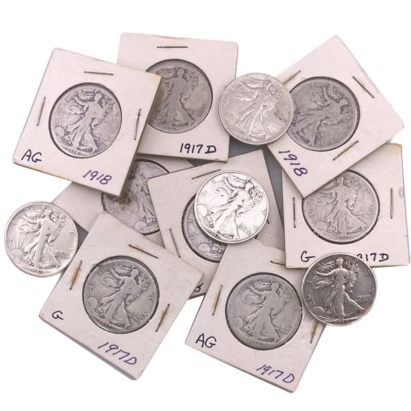 [12 Coins] 1917-1947 Walking Liberty Half Dollar
